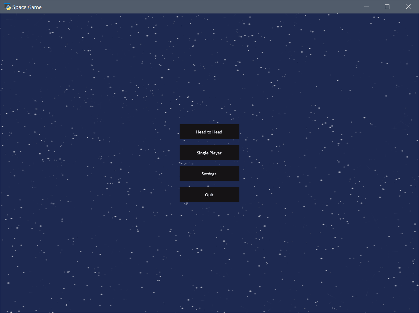 SpaceGame Main Menu Screen